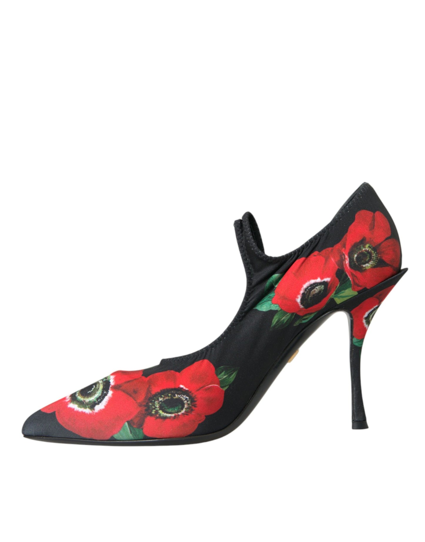 Dolce & Gabbana Black Floral Crystal Mary Jane Pumps Shoes