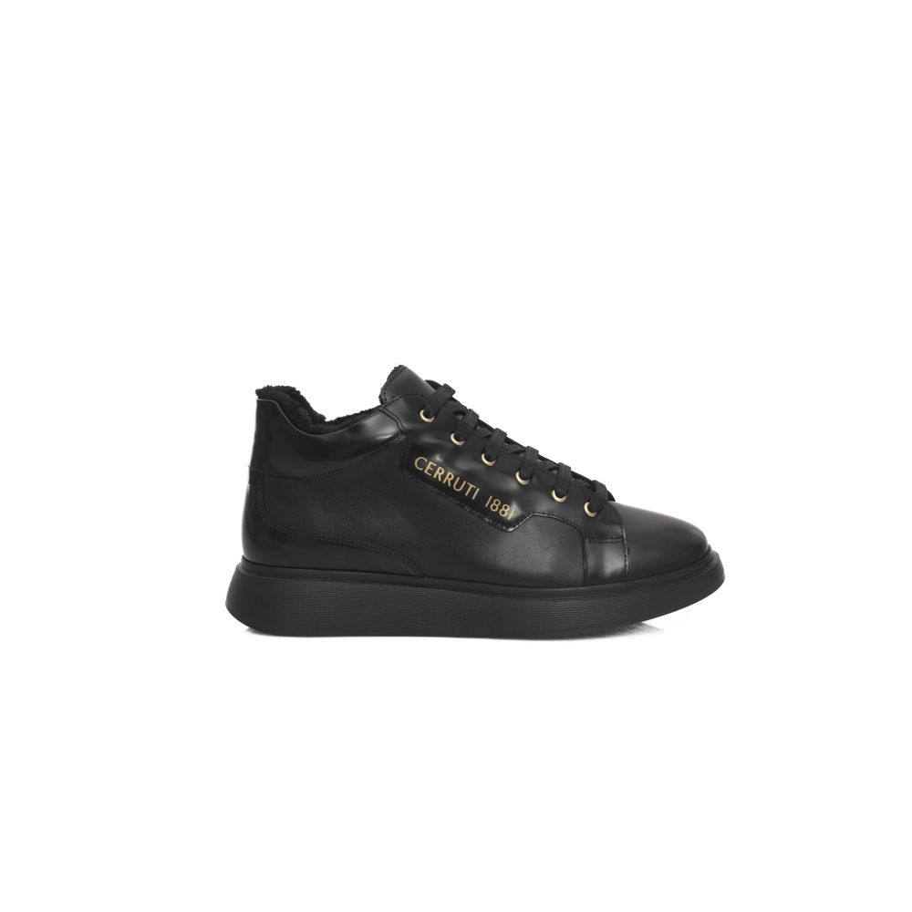 Cerruti 1881 Black Leather Women Sneaker