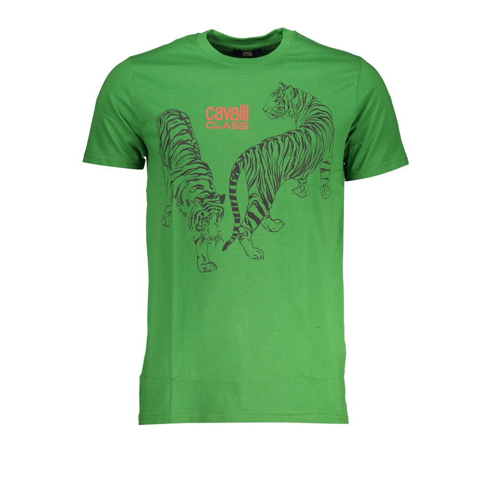 Cavalli Class Green Cotton T-Shirt