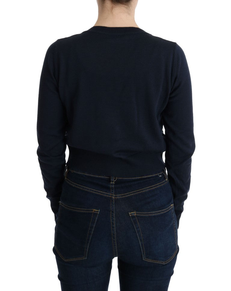 MARGHI LO' Blauer Wollblusenpullover