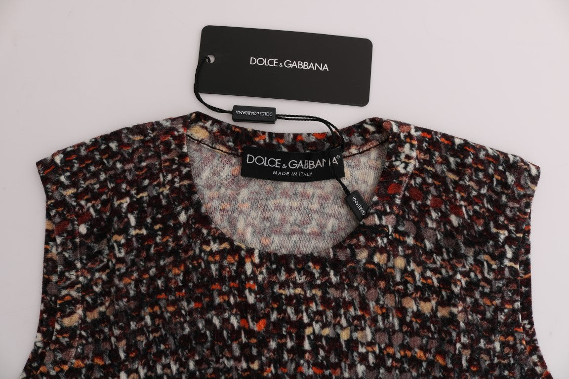 Dolce &amp; Gabbana Multicolor Print Knit Top Wool T-shirt