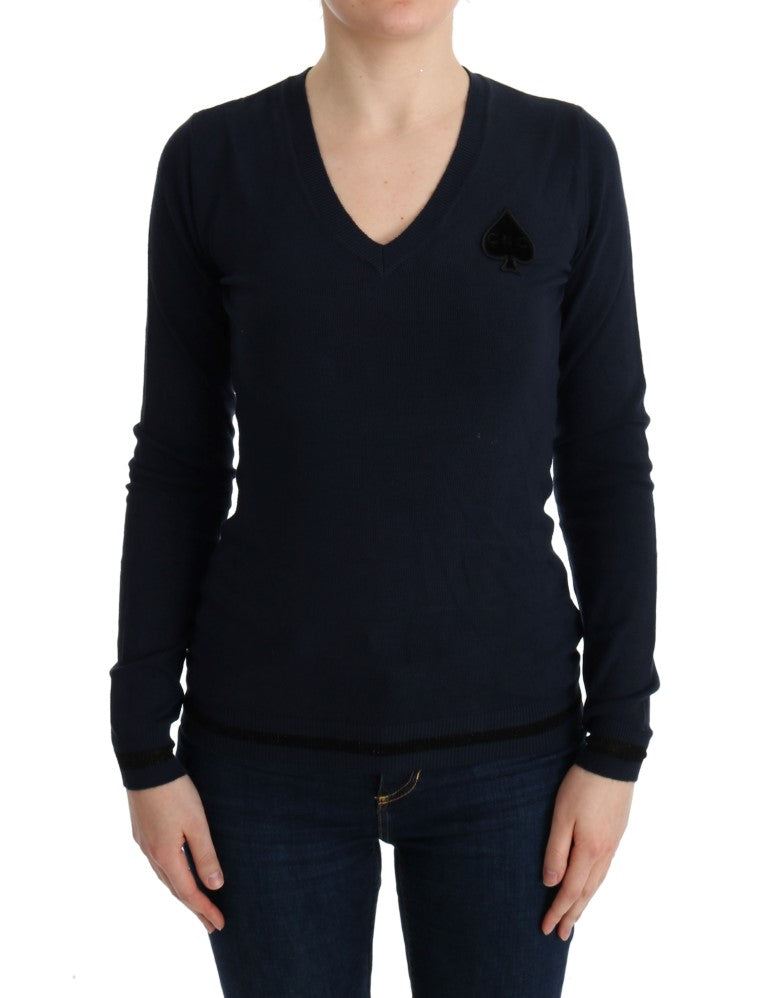 Blauer Viskosepullover mit V-Ausschnitt von Costume National