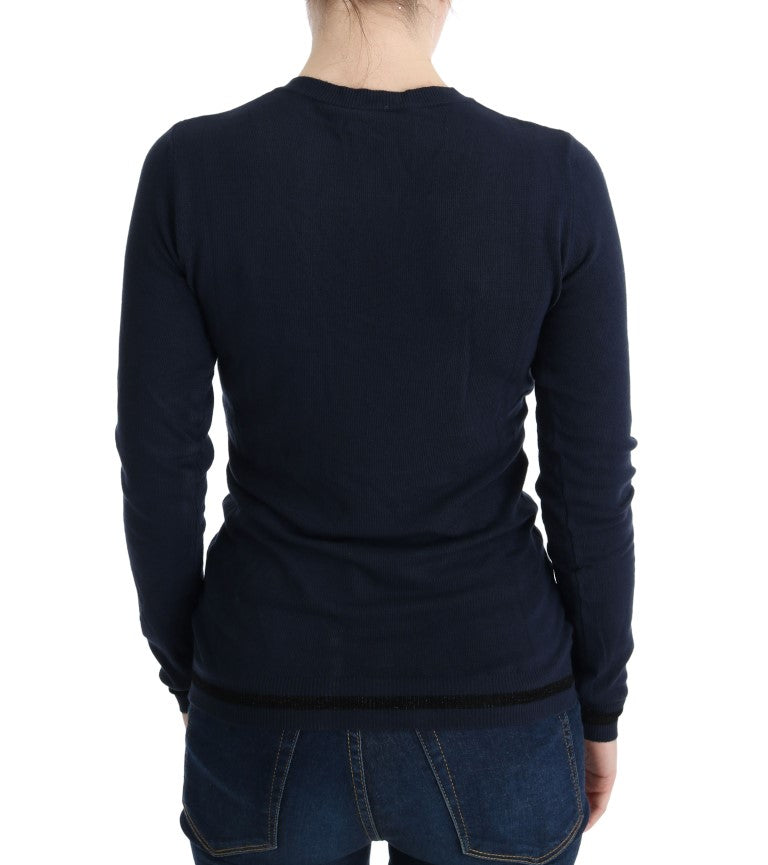 Blauer Viskosepullover mit V-Ausschnitt von Costume National