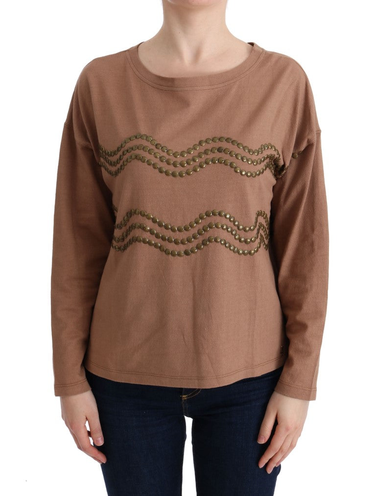 John Galliano Brauner Baumwoll-Nietenpullover