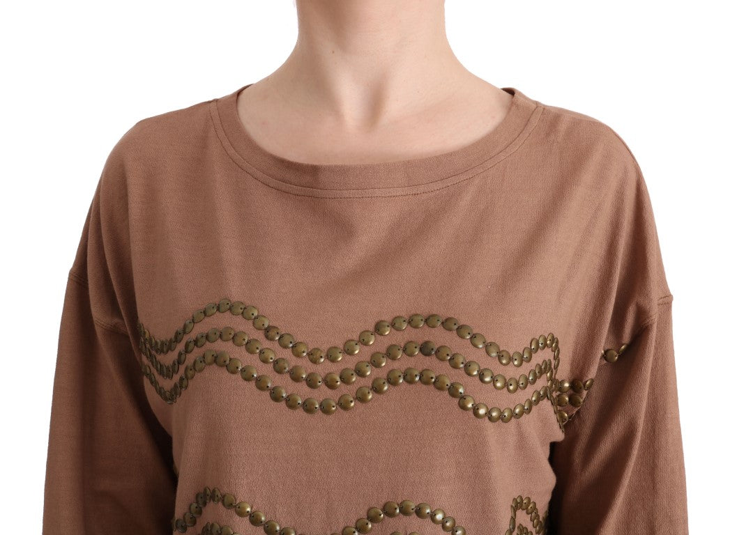 John Galliano Brauner Baumwoll-Nietenpullover