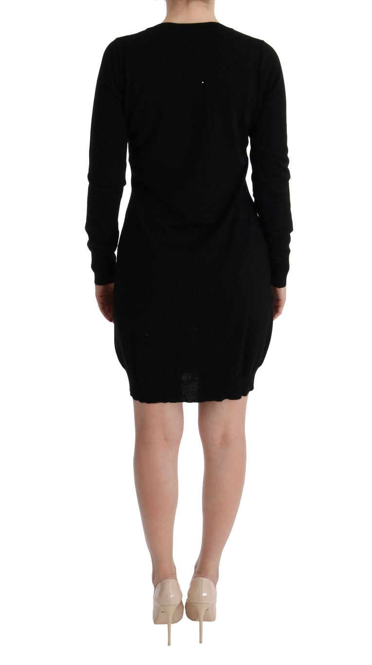 MARGHI LO' Elegant Black Wool Shift Dress