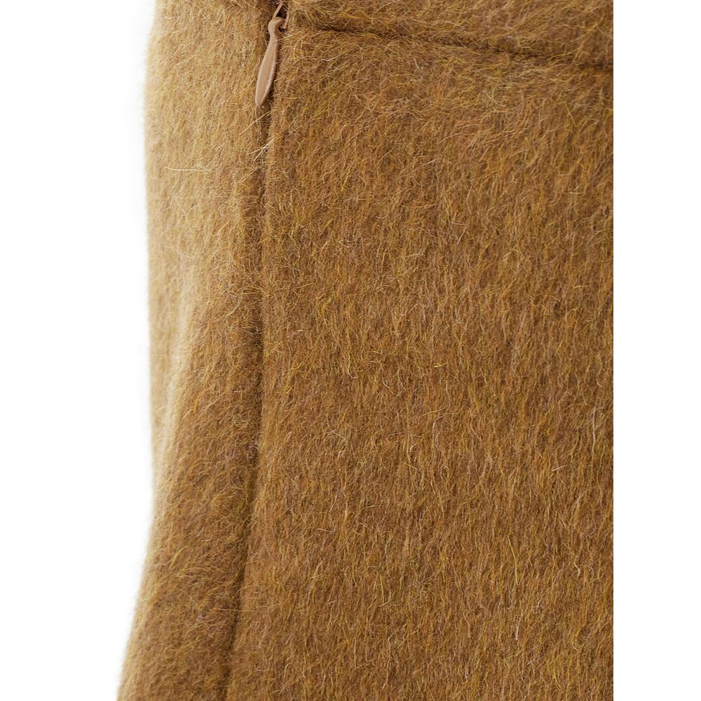 Bottega Veneta Elegant Wool Midi Skirt in Brown