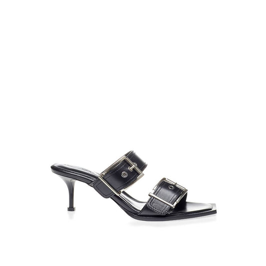 Alexander McQueen Elevate Your Steps in Timeless Black Leather Sandals