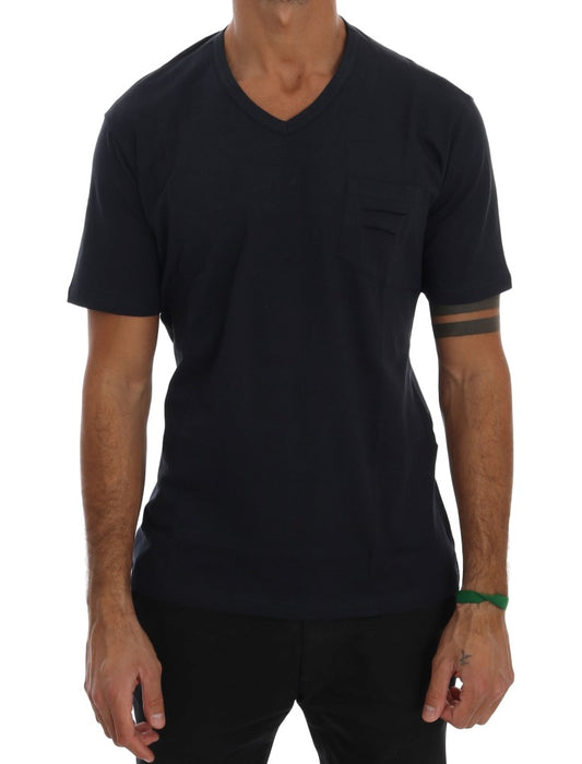 Daniele Alessandrini Asul na Cotton V-neck T-Shirt