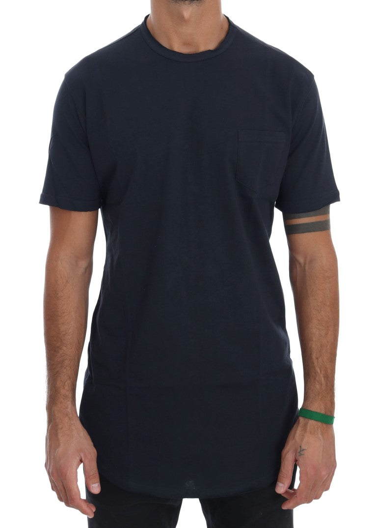 Daniele Alessandrini Asul na Cotton Crewneck T-Shirt