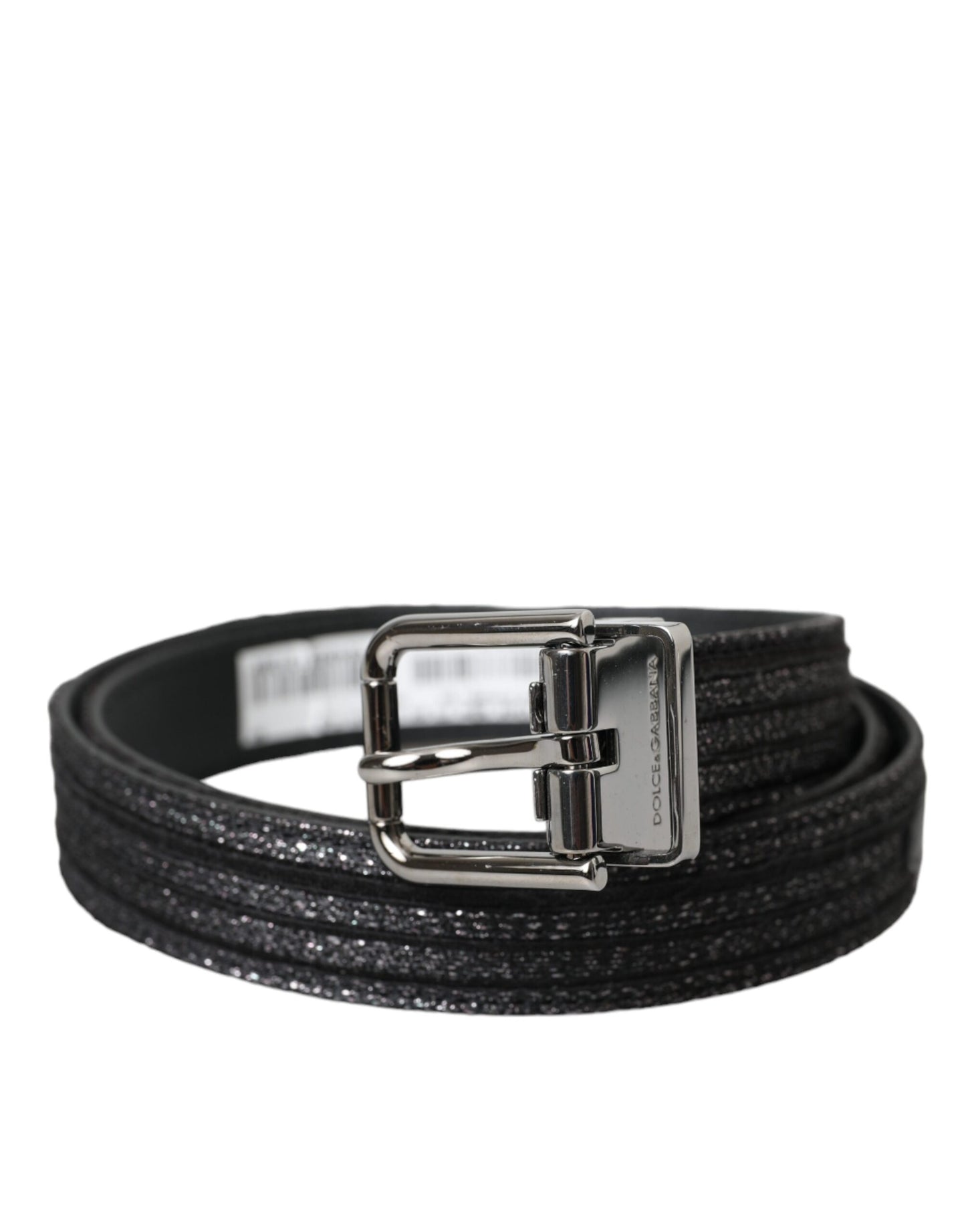 Dolce & Gabbana Black Jacquard Stripes Silver Metal Buckle Belt