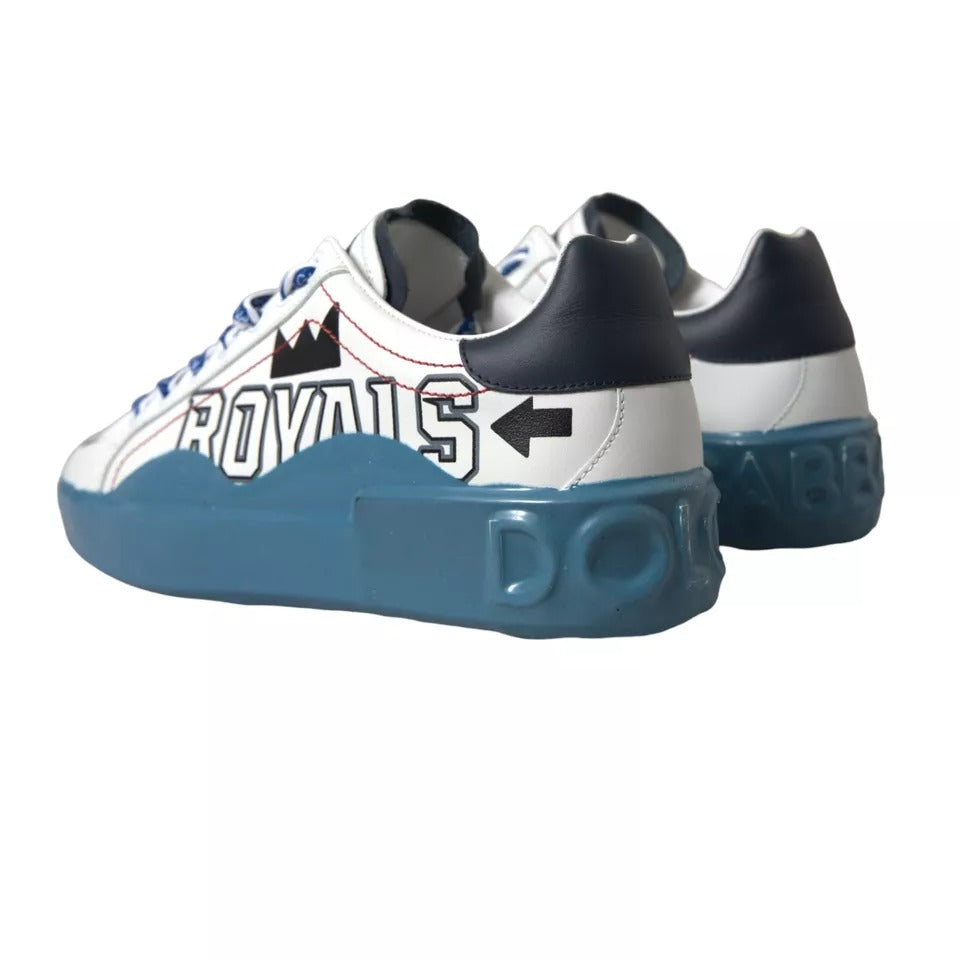 Dolce & Gabbana Blue White Printed Portofino Melt Sneakers Shoes