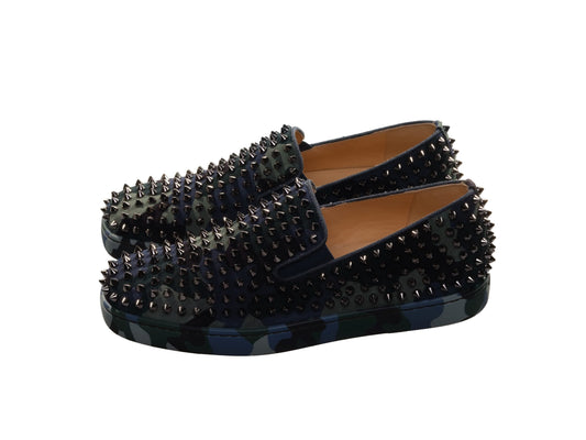 Christian Louboutin Roller Boat Flat Slip On Camouflage and Studded Shoes