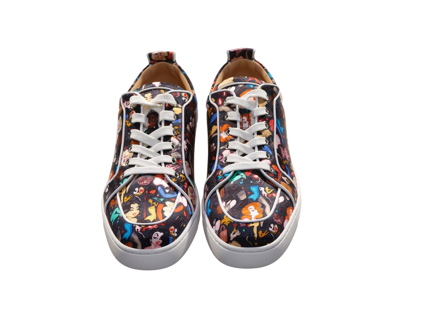 Christian Louboutin Rantulow Orlato Flat Crepe Satin Multicolour Limited Edition Dr Bored Print Sneakers