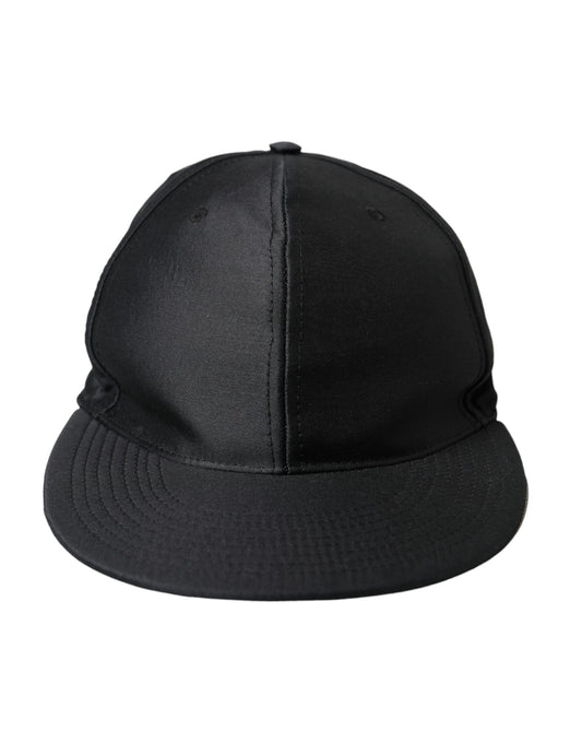 Dolce & Gabbana Black Silk Cotton Logo Baseball Hat Men