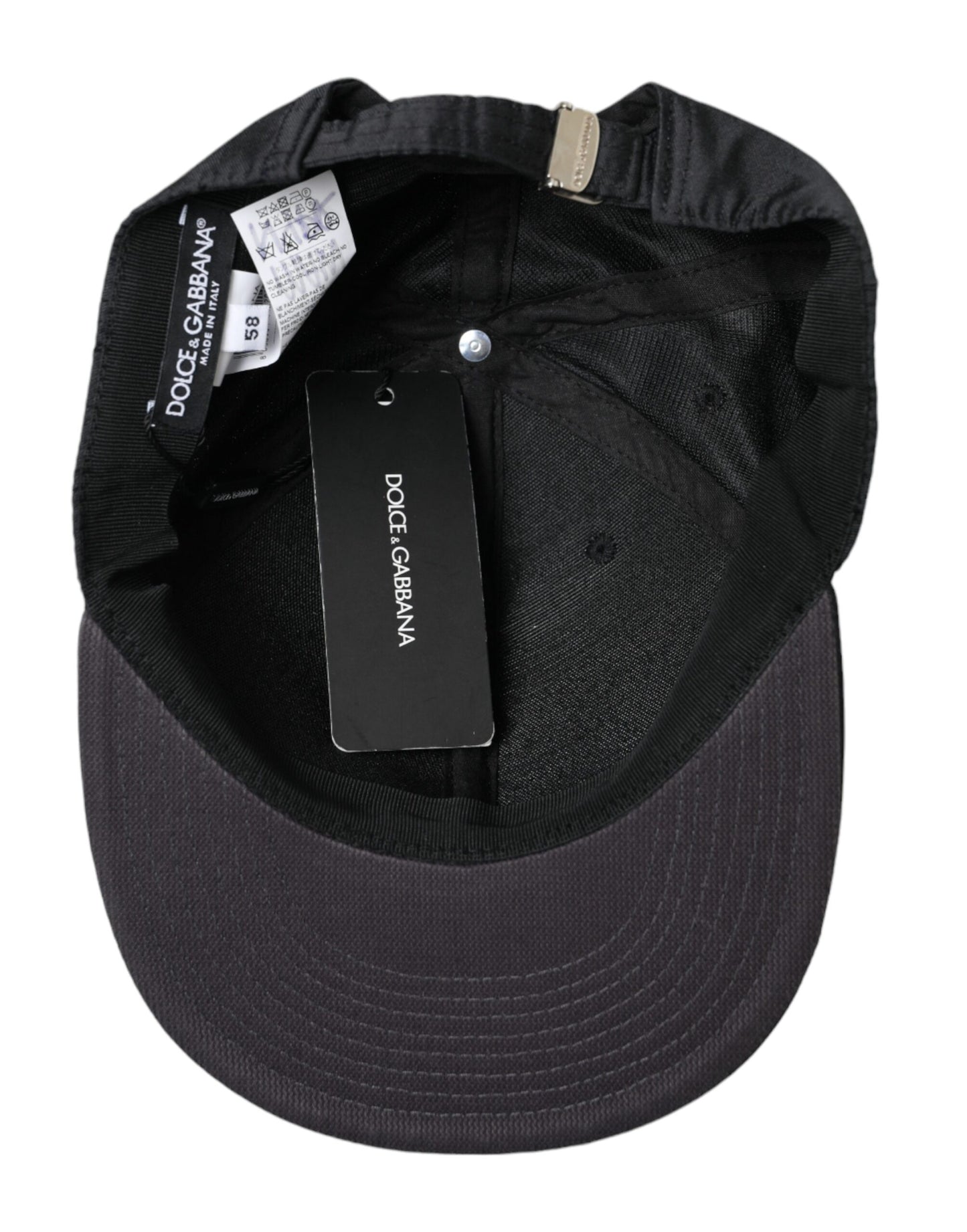 Dolce & Gabbana Black Silk Cotton Logo Baseball Hat Men