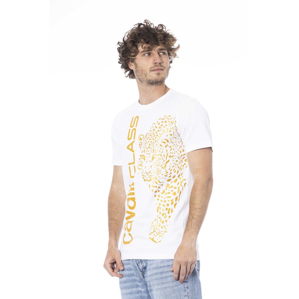 Cavalli Class Beige Cotton Men T-Shirt