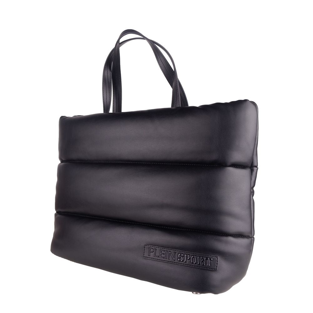 Plein Sport Elegant Black Padded Eco-Leather Shopper