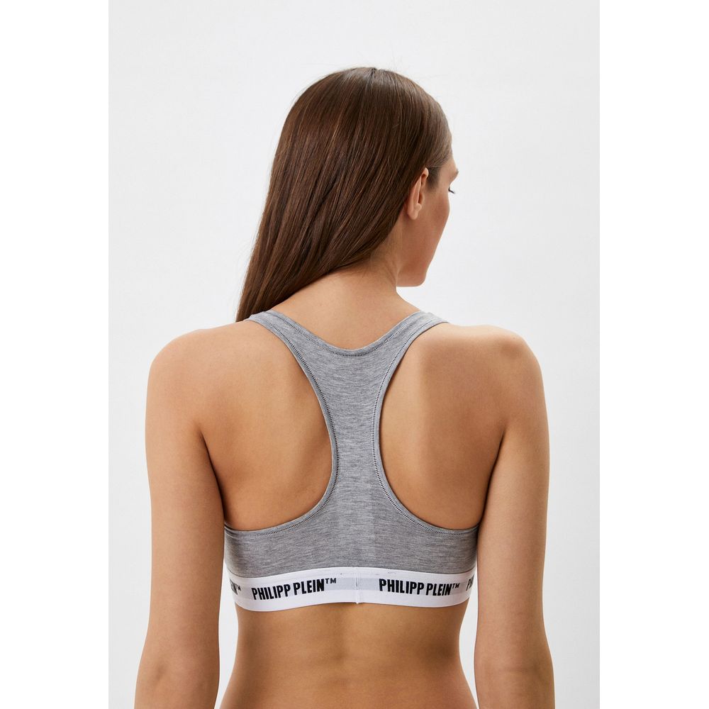 Philipp Plein Gray Cotton Women Thong Two-Pack