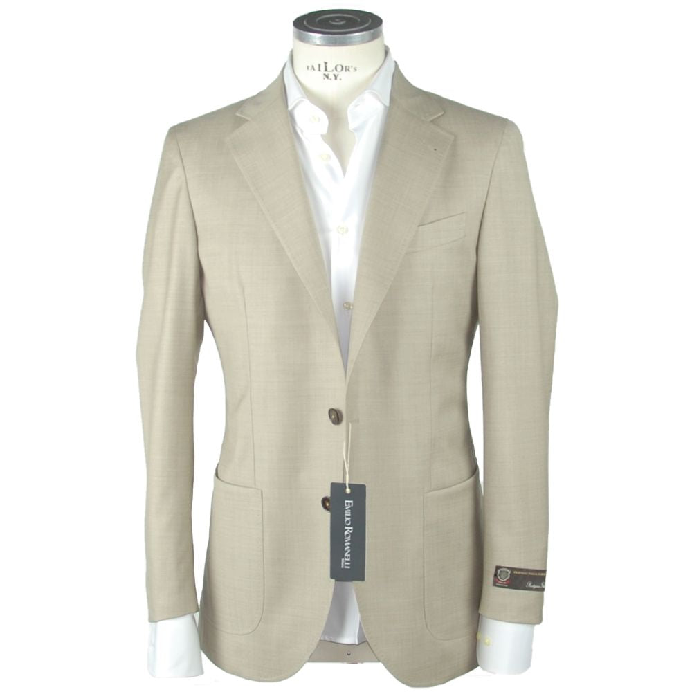 Emilio Romanelli Beige Woll-Vergine-Blazer