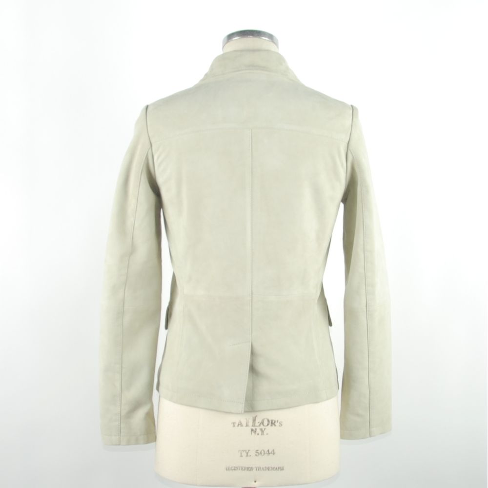 Emilio Romanelli White Vera Leather Jackets at Coat