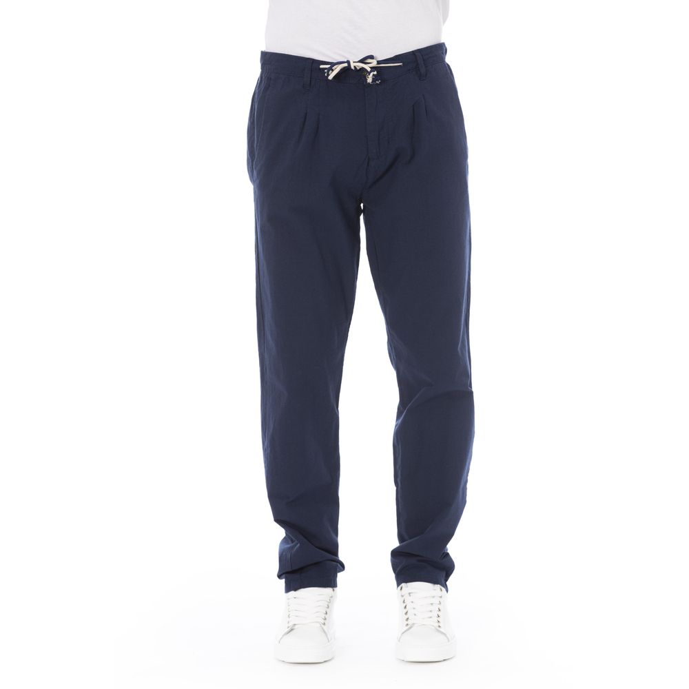 Baldinini Trend Elegant Blue Chino Trousers na may Drawstring Closure