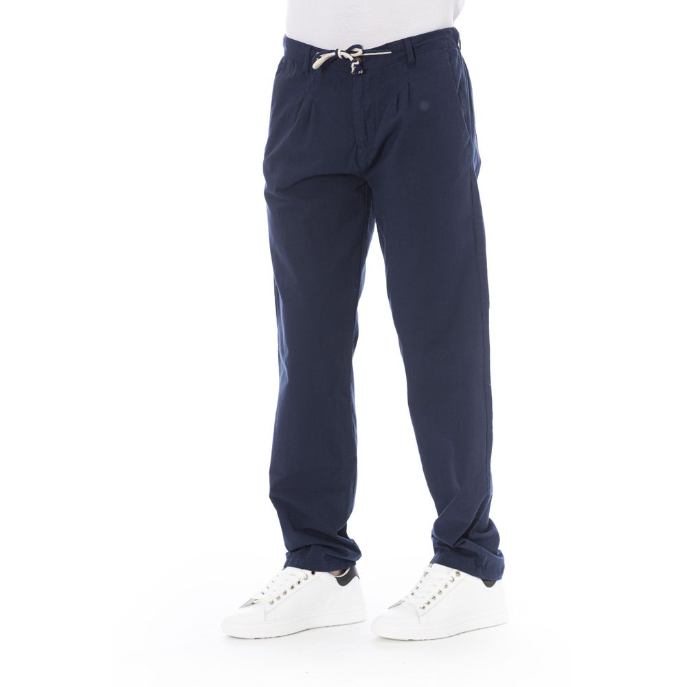 Baldinini Trend Elegant Blue Chino Trousers na may Drawstring Closure