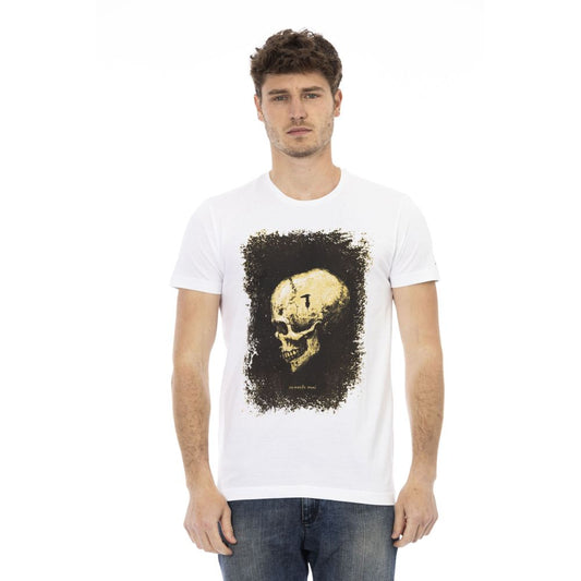 Trussardi Action Elegant White Print Tee na may Touch of Comfort