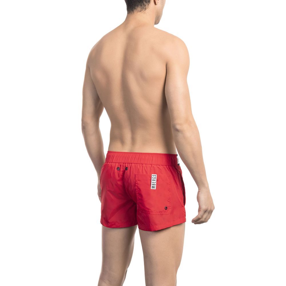 Bikkembergs elegante rote Micro-Badeshorts mit Markenband