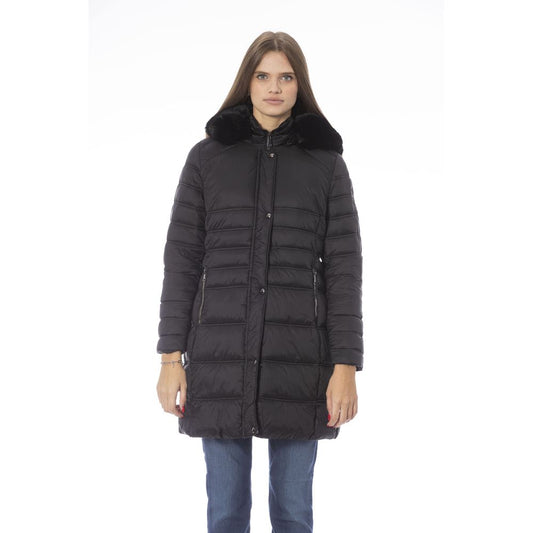 Baldinini Trend Chic lange Daunenjacke mit Monogramm-Detail