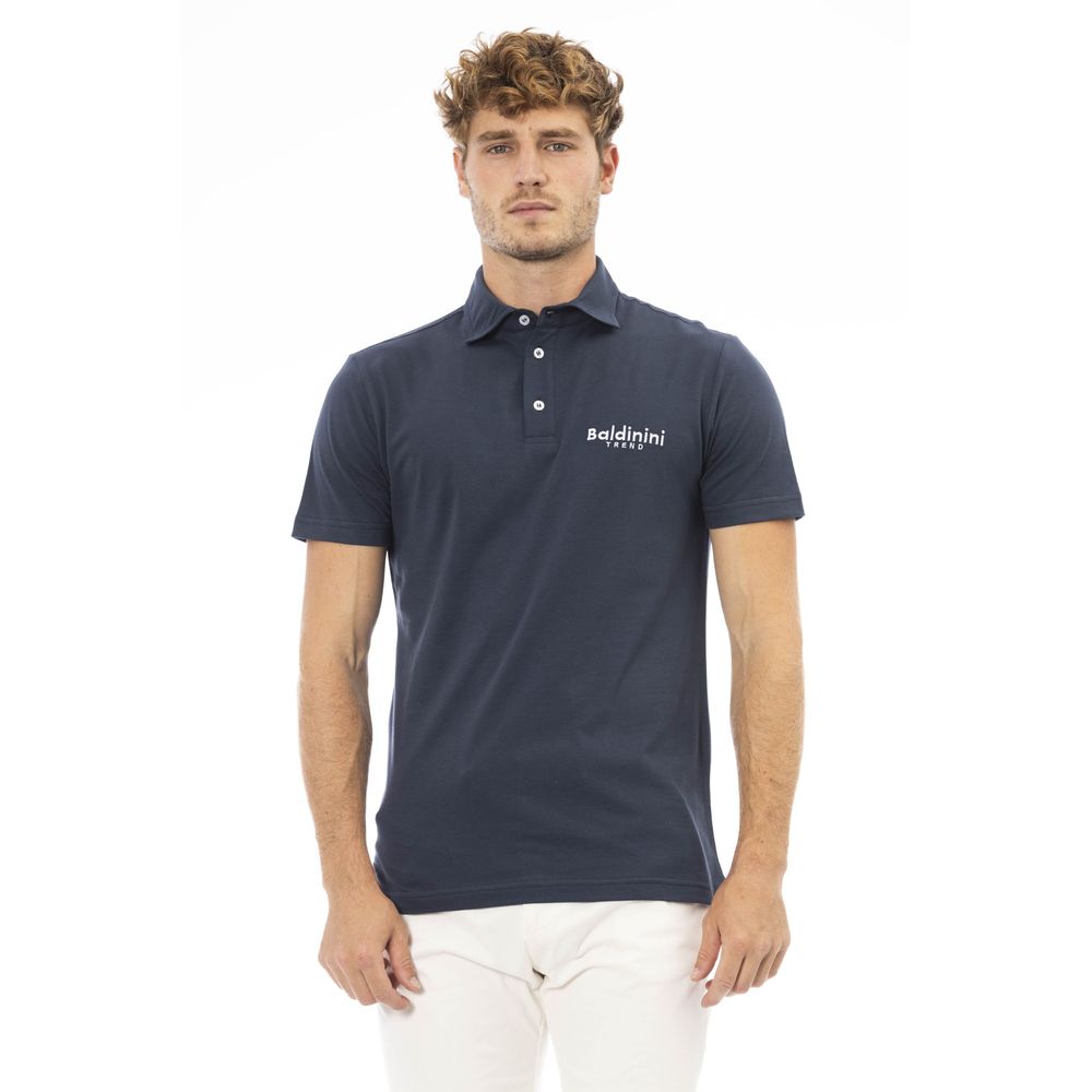 Baldinini Trend Chic Blaues Poloshirt mit besticktem Logo