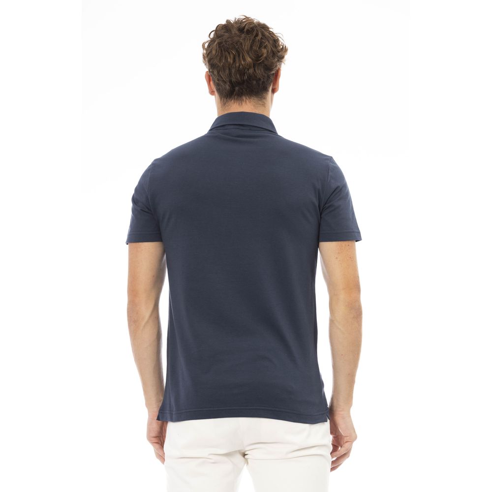 Baldinini Trend Chic Blaues Poloshirt mit besticktem Logo