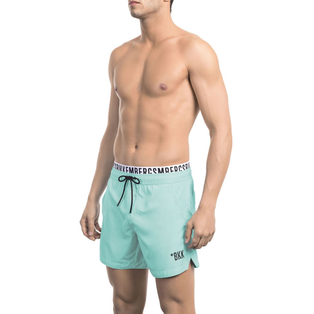 Bikkembergs elegante hellblaue Badeshorts mit Markenband