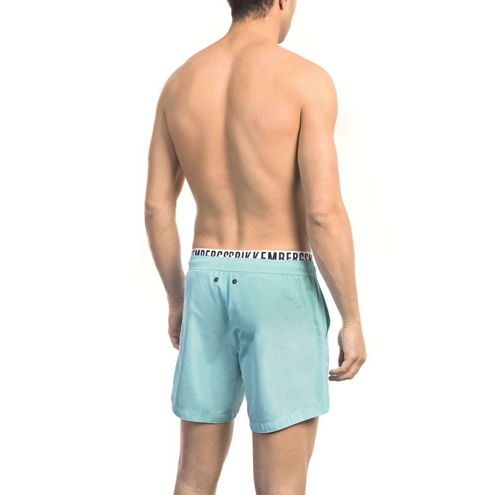 Bikkembergs elegante hellblaue Badeshorts mit Markenband