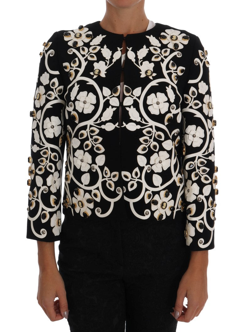 Dolce &amp; Gabbana Black Baroque Floral Crystal Jacket