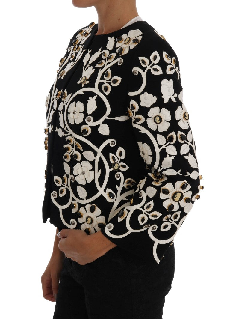 Dolce &amp; Gabbana Black Baroque Floral Crystal Jacket