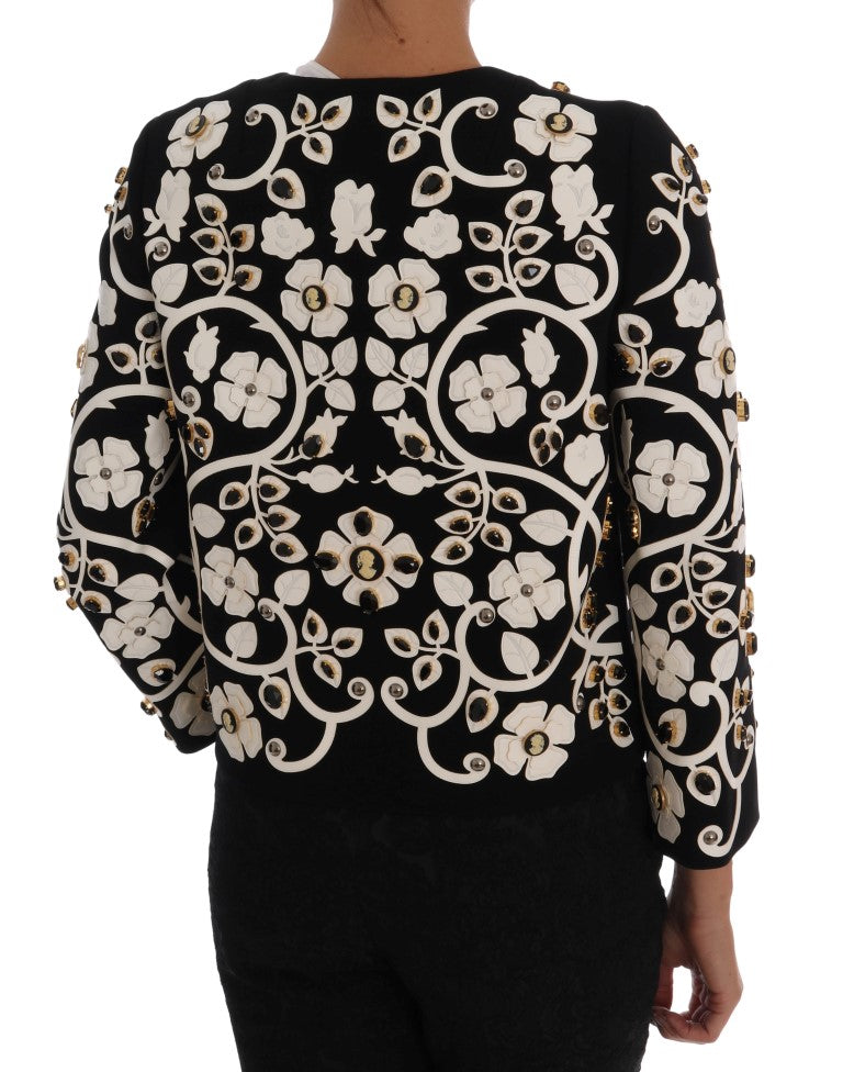 Dolce &amp; Gabbana Black Baroque Floral Crystal Jacket