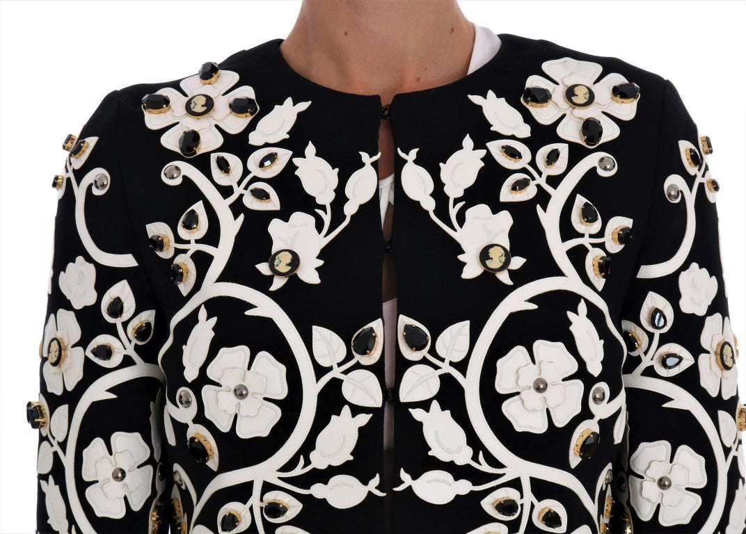 Dolce &amp; Gabbana Black Baroque Floral Crystal Jacket