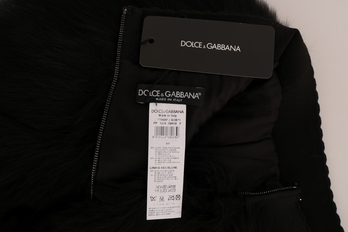 Dolce &amp; Gabbana Black Lamb Fox Fur Mini Hot Pants