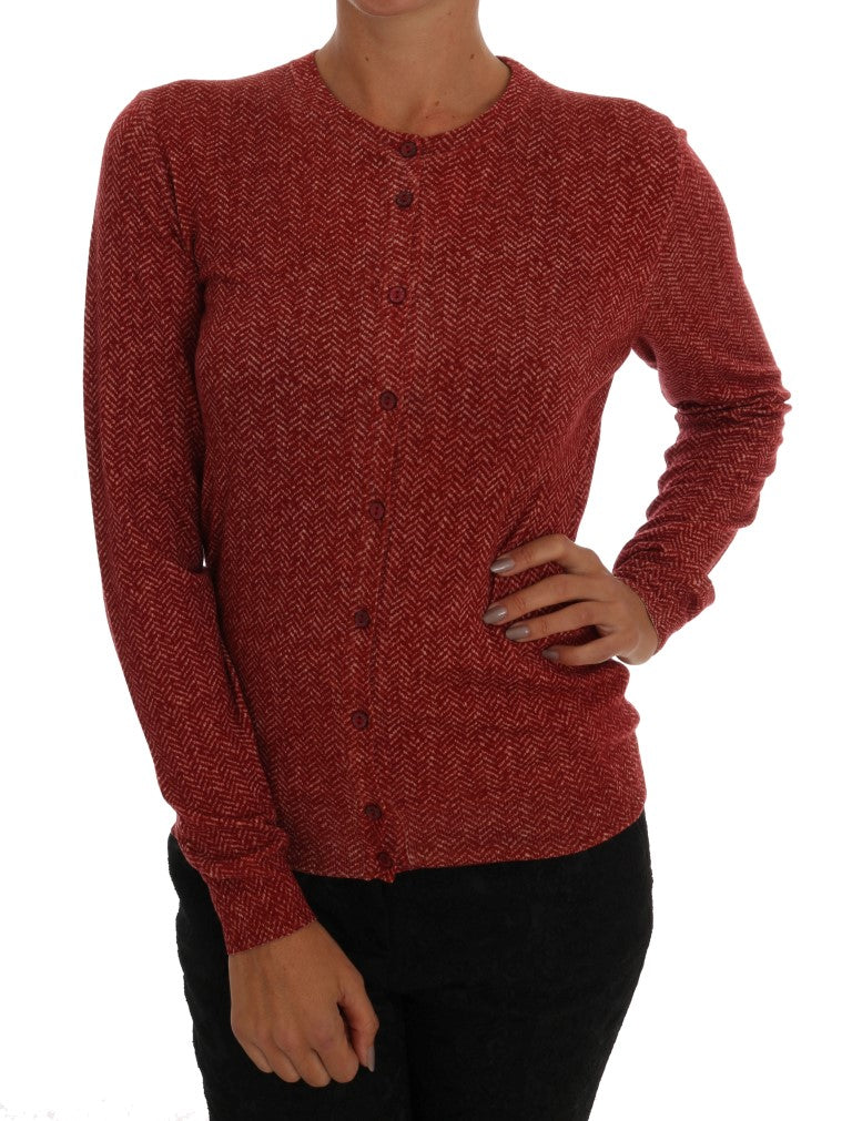 Dolce &amp; Gabbana Red Wool Top Cardigan Sweater