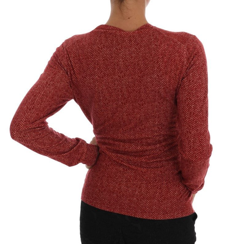 Dolce &amp; Gabbana Red Wool Top Cardigan Sweater