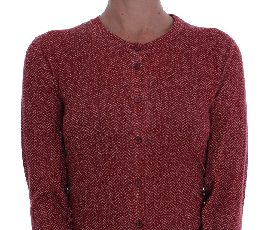 Dolce &amp; Gabbana Red Wool Top Cardigan Sweater