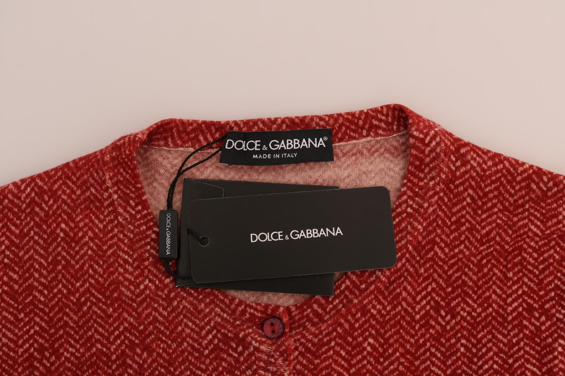 Dolce &amp; Gabbana Red Wool Top Cardigan Sweater