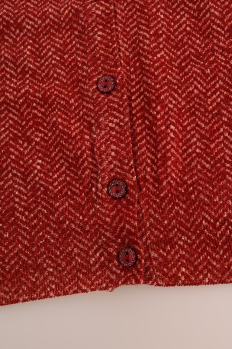 Dolce &amp; Gabbana Red Wool Top Cardigan Sweater