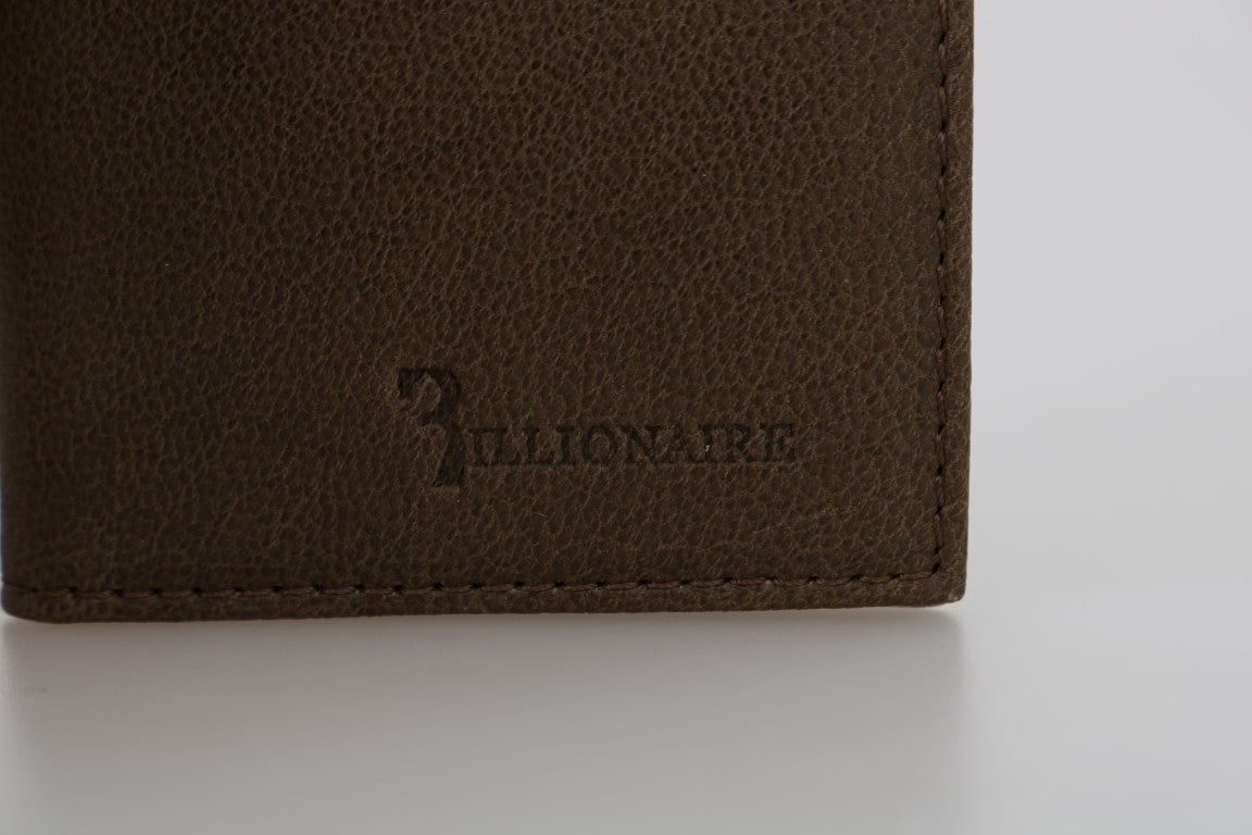 Billionaire Italian Couture Bifold-Geldbörse aus braunem Leder