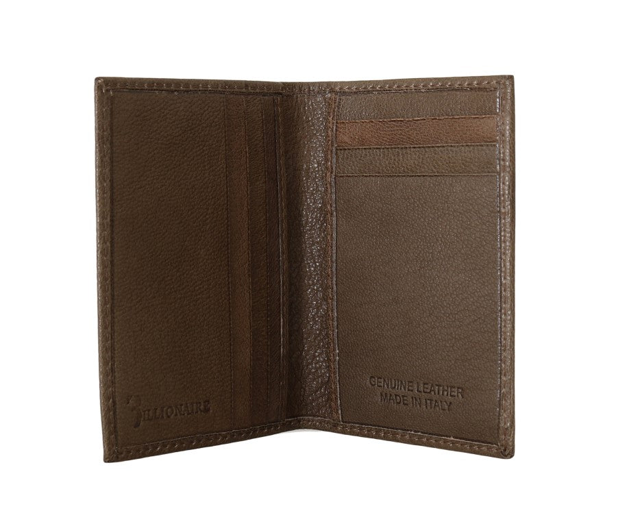 Billionaire Italian Couture Bifold-Geldbörse aus braunem Leder