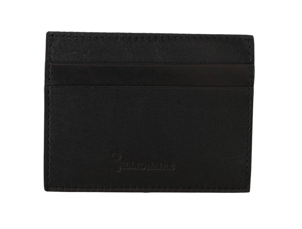 Bilyonaryo na Italian Couture Black Leather Cardholder Wallet