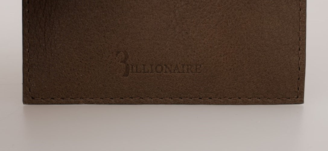 Billionaire Italian Couture Kartenetui aus braunem Leder