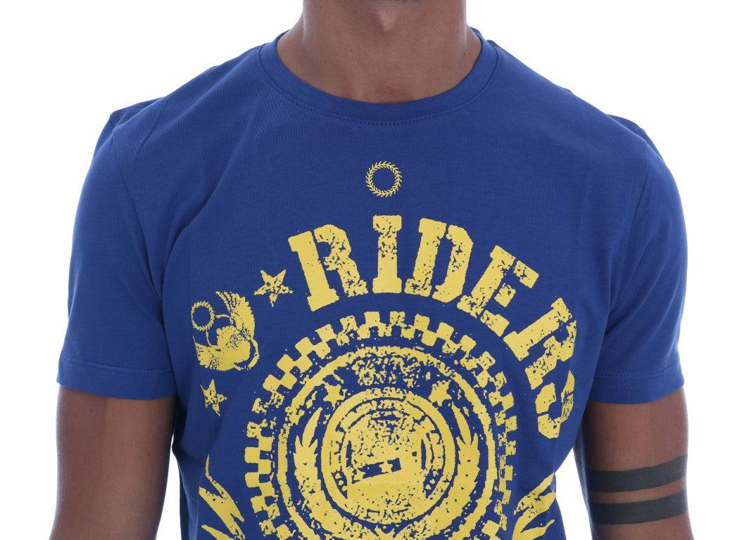 Frankie Morello Asul na Cotton RIDERS Crewneck T-Shirt