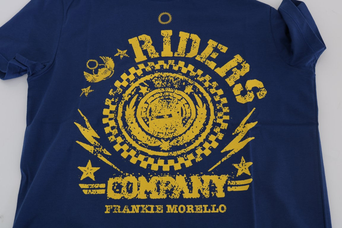 Frankie Morello Asul na Cotton RIDERS Crewneck T-Shirt